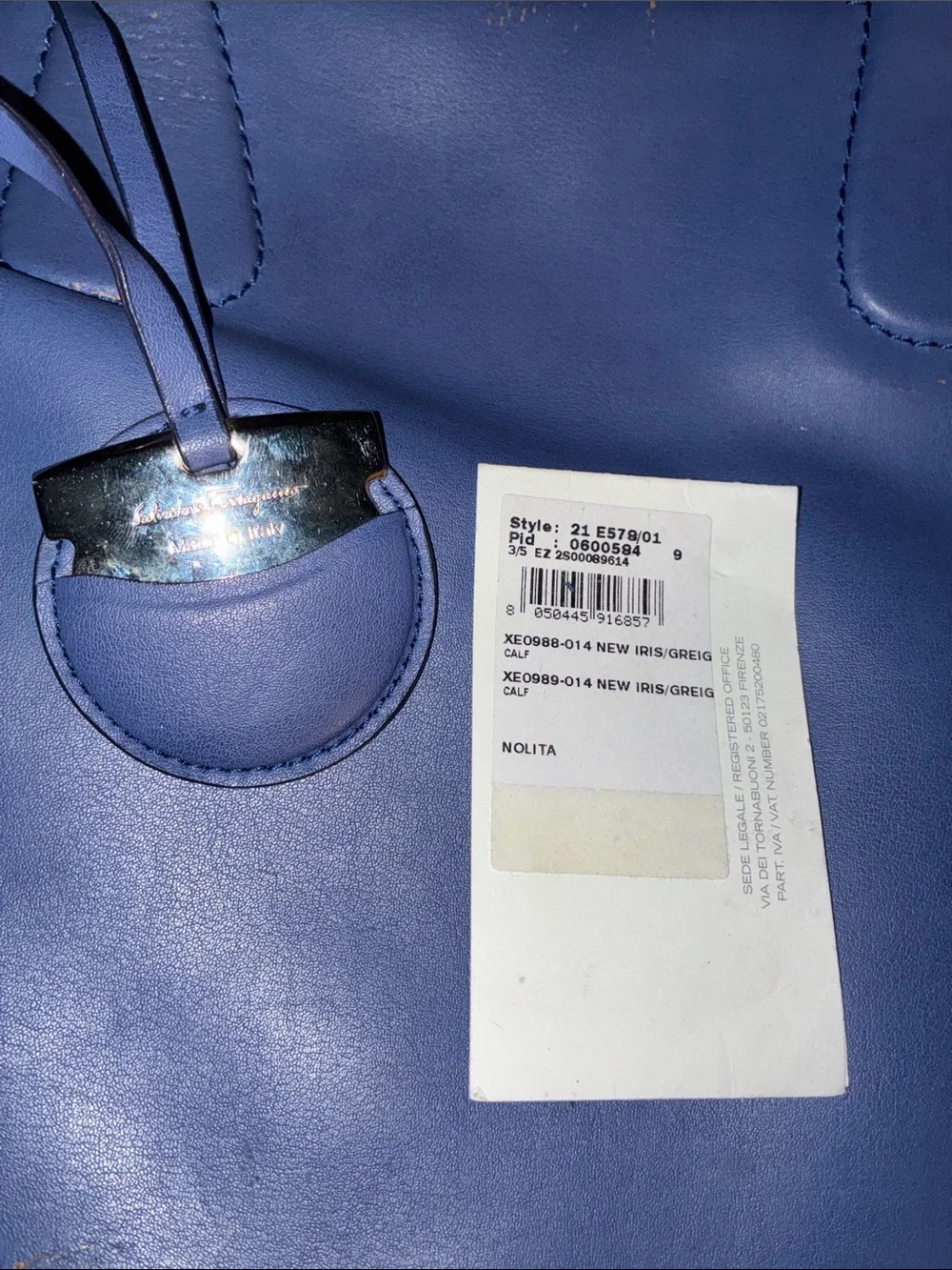 Salvatore Ferragamo Blue Leather Tote Classic Women’s Purse Handbag - Picture 12 of 13